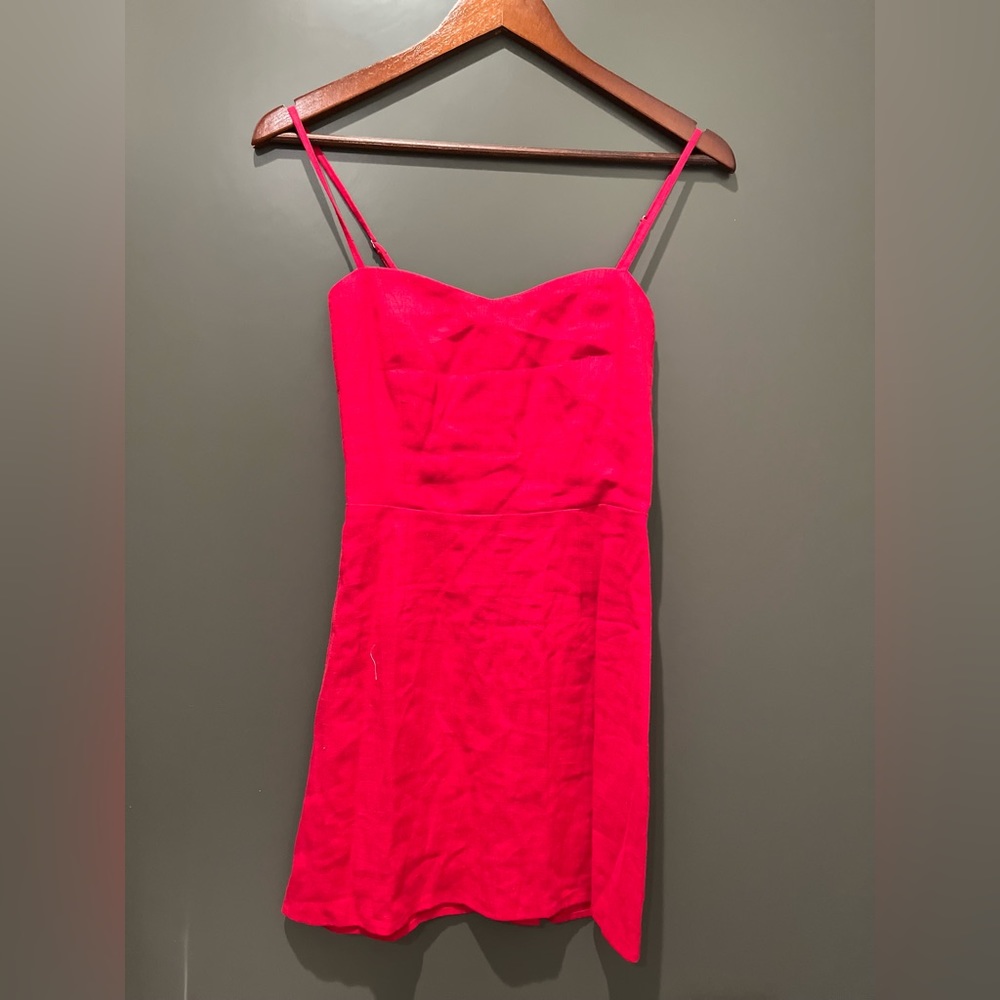 Red linen reformation dress, size small